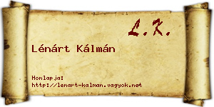 Lénárt Kálmán névjegykártya